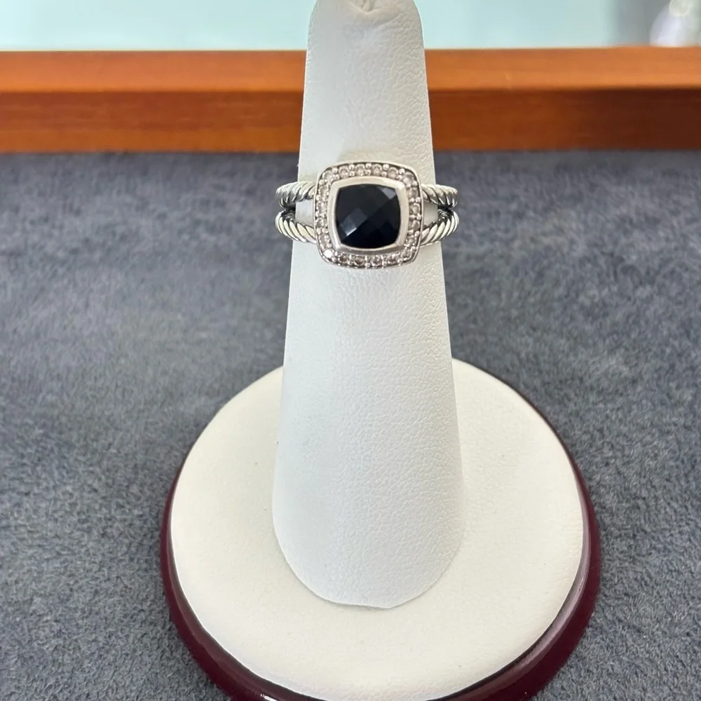 David Yurman Petite Albion Ring with Black Onyx & Diamonds 5